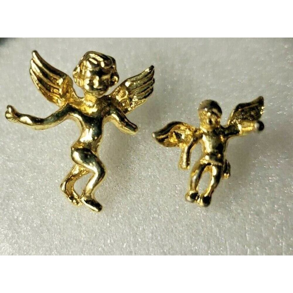 Lot of 2 Nice Quality Gold Tone Angel Religious Pin